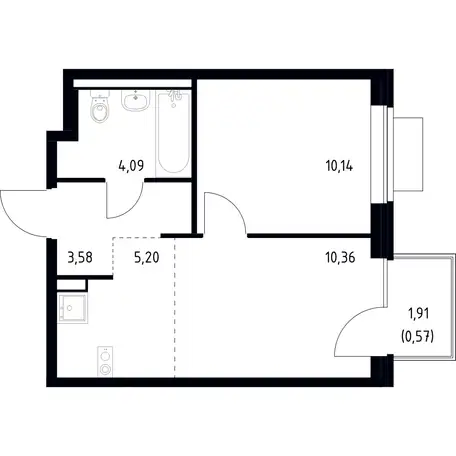 2-х комнатная квартира, 33,94 м², 4 эт., ЖК Новое Видное, фотография 1