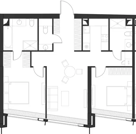 2-х комнатная квартира, 82,46 м², 59 эт., ЖК Дом Дау, фотография 1
