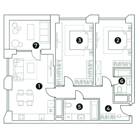 2-х комнатная квартира, 82,45 м², 21 эт., ЖК Very, Вери, фотография 1