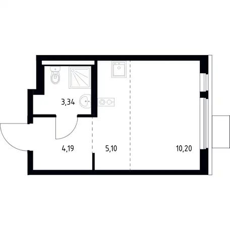Студия, 22,83 м², 2 эт., ЖК Горки Парк, фотография 1
