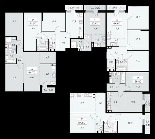 2-х комнатная квартира, 54,50 м², 4 эт., ЖК Дзен кварталы, фотография 1
