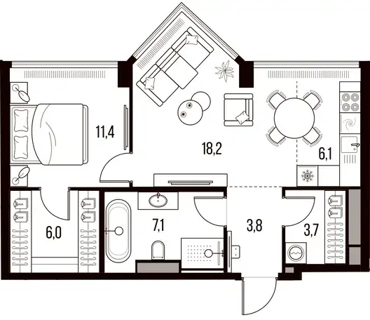 2-х комнатная квартира, 56,30 м², 24 эт., ЖК HIGH LIFE Летниковская 11, Хай Лайф, фотография 1