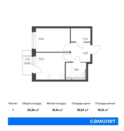 1-но комнатная квартира, 33,36 м², 11 эт., ЖК Новое Видное, фотография 1