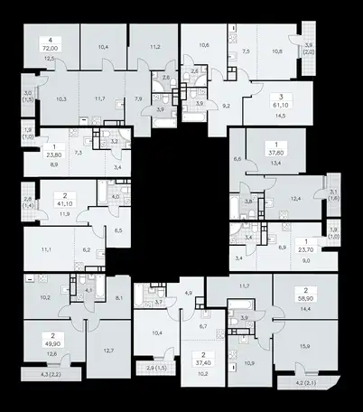 2-х комнатная квартира, 58,90 м², 12 эт., ЖК Бунинские Кварталы, фотография 1