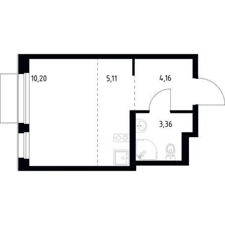 Студия, 22,83 м², 10 эт., ЖК Новое Внуково, фотография 1