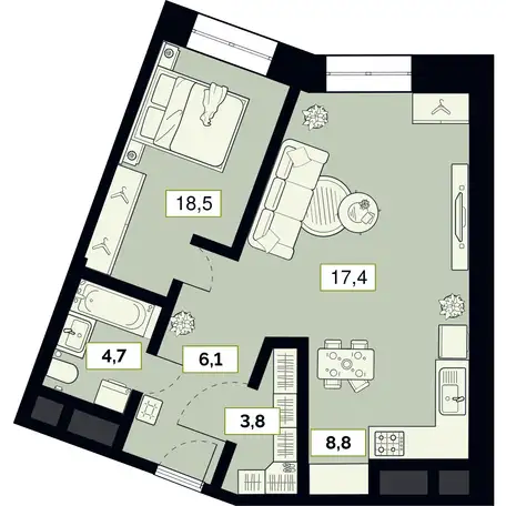 Студия, 59,20 м², 8 эт., ЖК Лайм, фотография 1