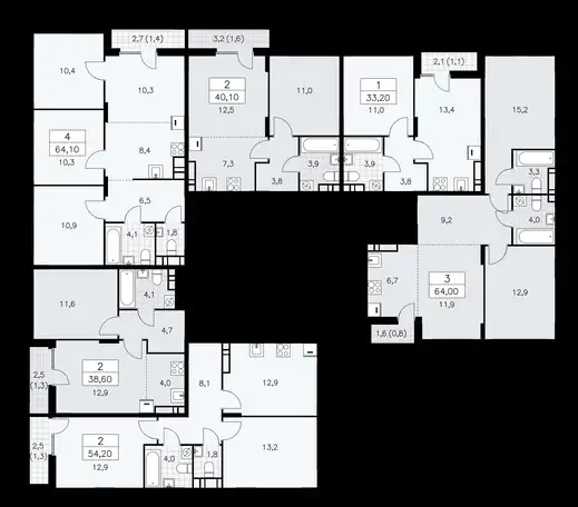 3-х комнатная квартира, 64,10 м², 9 эт., ЖК Дзен кварталы, фотография 2