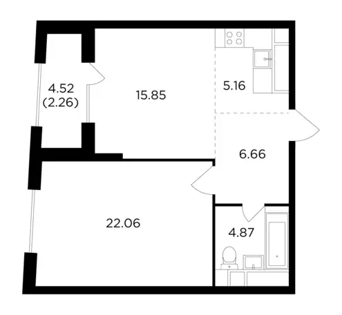 2-х комнатная квартира, 56,60 м², 29 эт., ЖК КутузовGRAD II, КутузовГРАД II, фотография 1