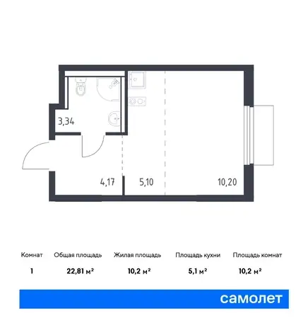 Студия, 22,81 м², 13 эт., ЖК Пригород Лесное, фотография 1