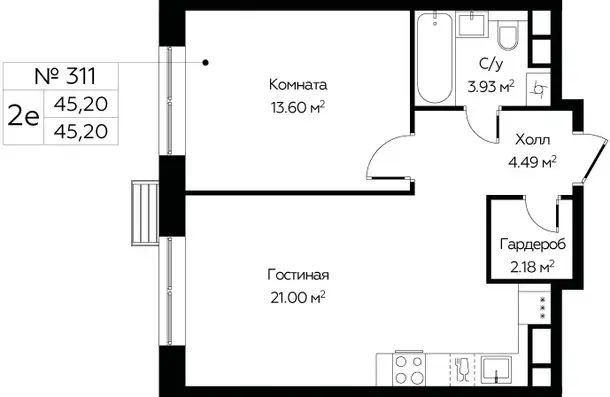 Продам апартаменты, 45,20 м², 22 эт., ЖК Октябрьская 98, фотография 1