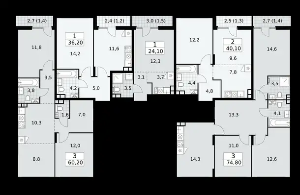 3-х комнатная квартира, 74,80 м², 3 эт., ЖК Деснаречье, фотография 1