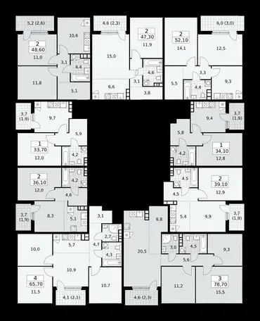 2-х комнатная квартира, 52,10 м², 13 эт., ЖК Бунинские Кварталы, фотография 1