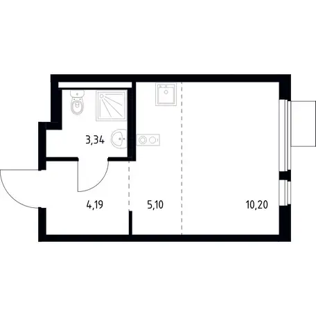 Студия, 22,83 м², 8 эт., ЖК Горки Парк, фотография 1