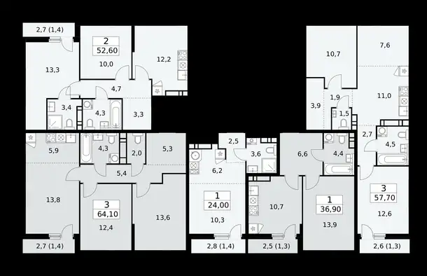 2-х комнатная квартира, 64,10 м², 11 эт., ЖК Бунинские Кварталы, фотография 1