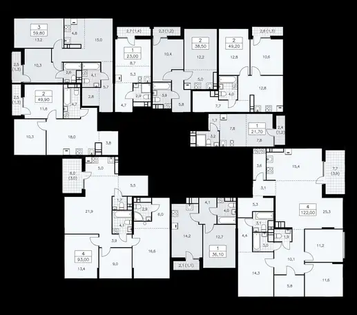 2-х комнатная квартира, 59,80 м², 18 эт., ЖК Дзен кварталы, фотография 2