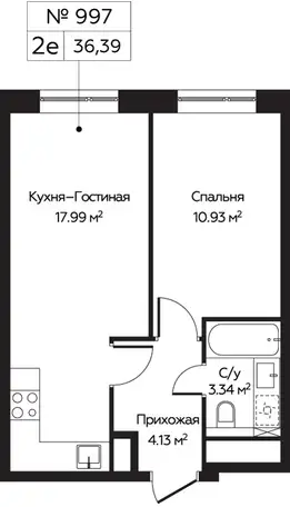 Продам апартаменты, 36,39 м², 23 эт., ЖК Пятницкое 58, фотография 1