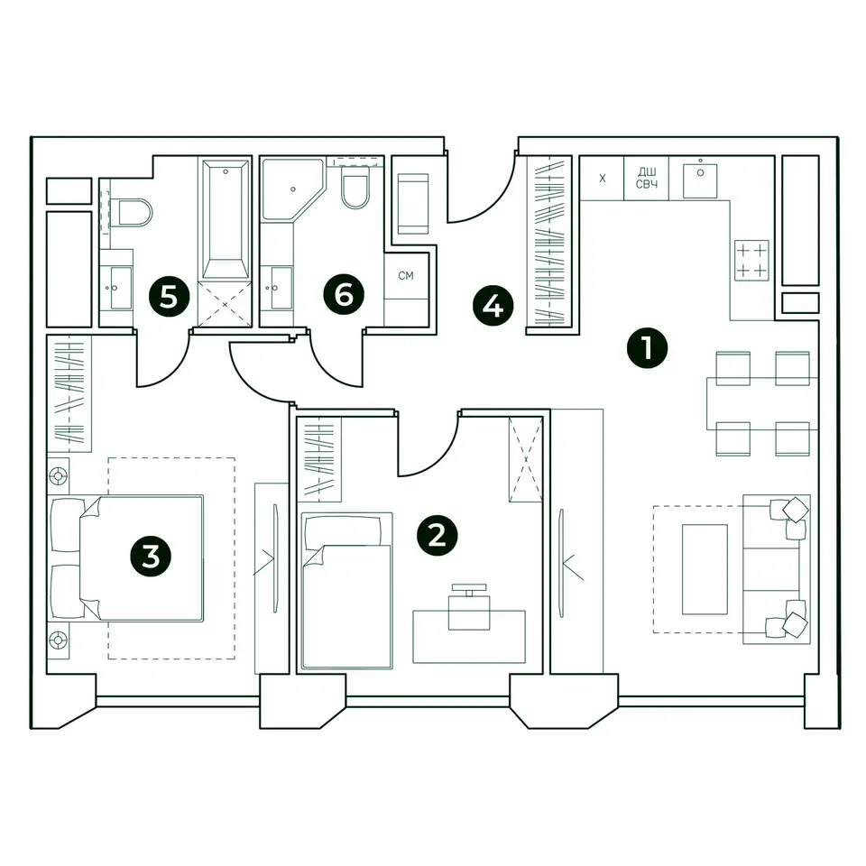 2-х комнатная квартира, 68,26 м², 30 эт., ЖК Very, Вери, фотография 1