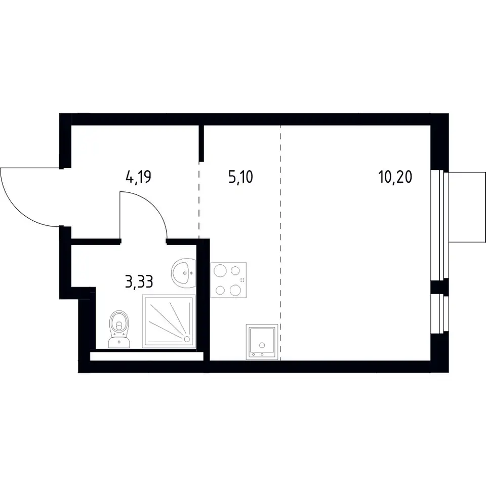 Студия, 22,82 м², 8 эт., ЖК Горки Парк, фотография 1