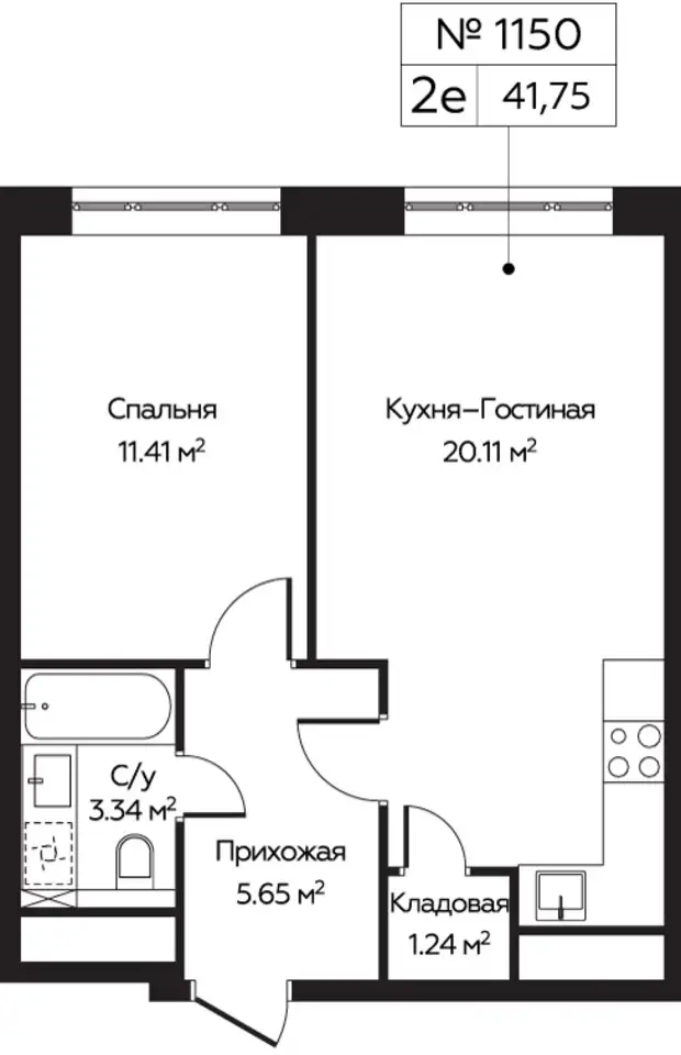 2-х комнатная квартира, 41,75 м², 27 эт., ЖК Пятницкое 58, фотография 1