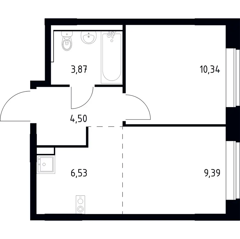 2-х комнатная квартира, 34,63 м², 17 эт., ЖК Квартал Марьино, фотография 1