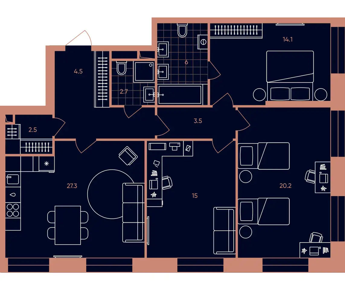 Студия, 95,80 м², 8 эт., ЖК ERA, Эра, фотография 1