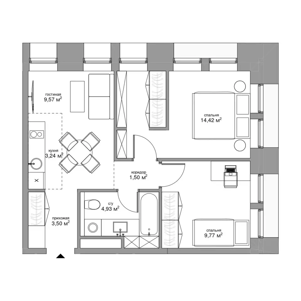 Продам апартаменты, 46,93 м², 16 эт., ЖК Baires, Байрес, фотография 1