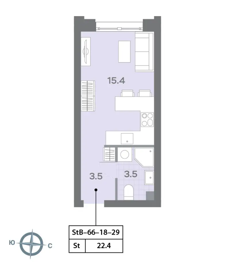 Студия, 22,30 м², 26 эт., ЖК Дмитровское небо, фотография 1