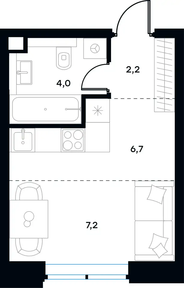 Студия, 20,10 м², 2 эт., ЖК Level Причальный, Левел Причальный, фотография 1