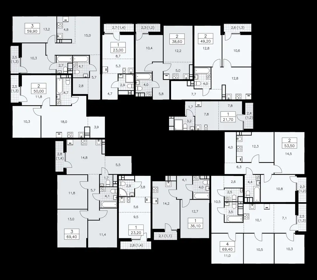 2-х комнатная квартира, 53,50 м², 15 эт., ЖК Дзен кварталы, фотография 2