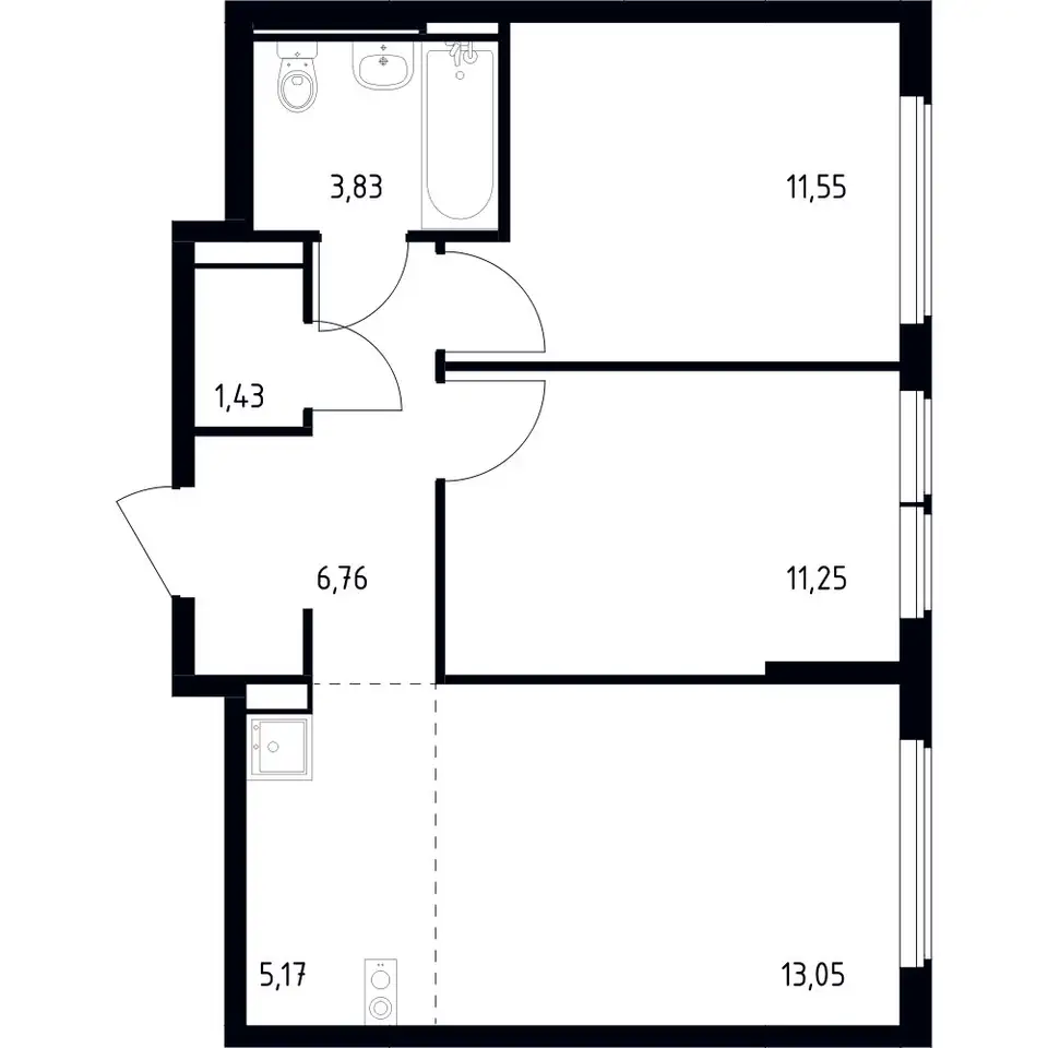 3-х комнатная квартира, 53,04 м², 13 эт., ЖК Остафьево, фотография 1