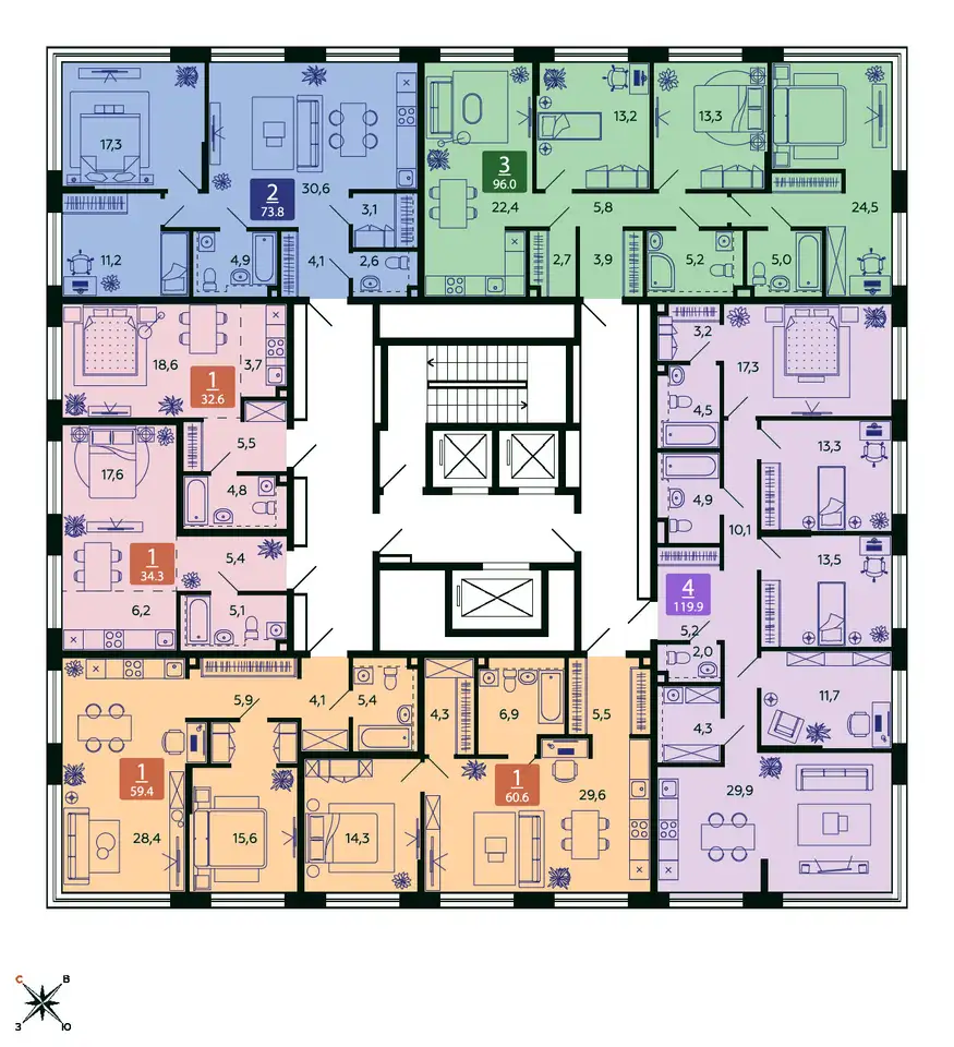 Студия, 32,60 м², 25 эт., ЖК Shagal, Шагал, фотография 1