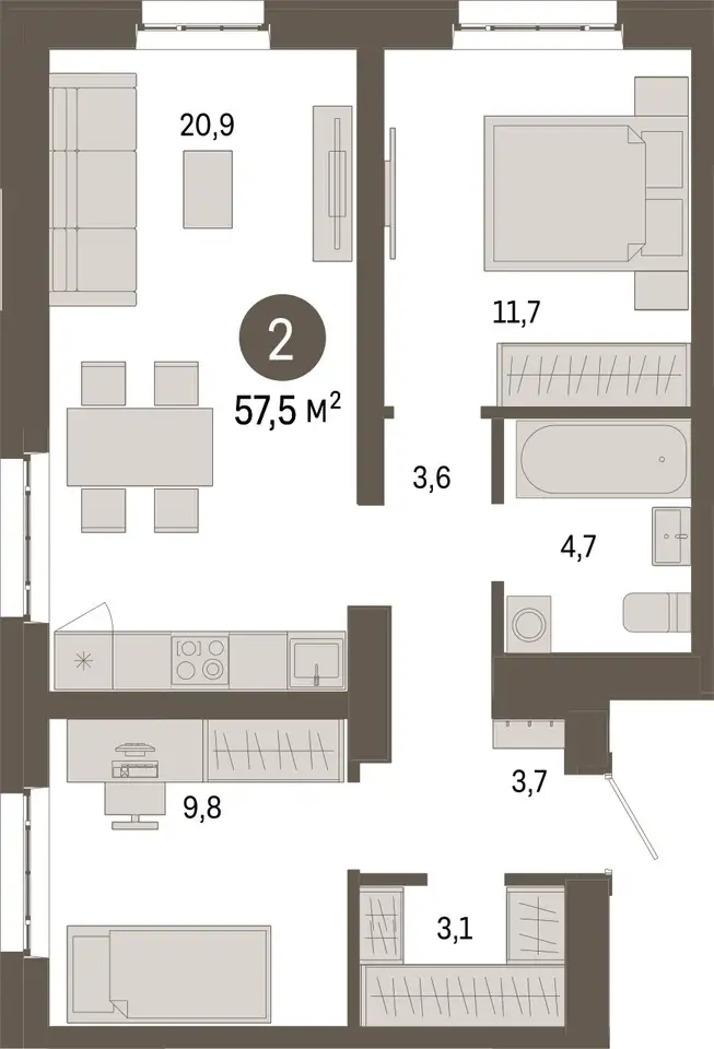 Студия, 57,50 м², 10 эт., ЖК Метроном, фотография 1