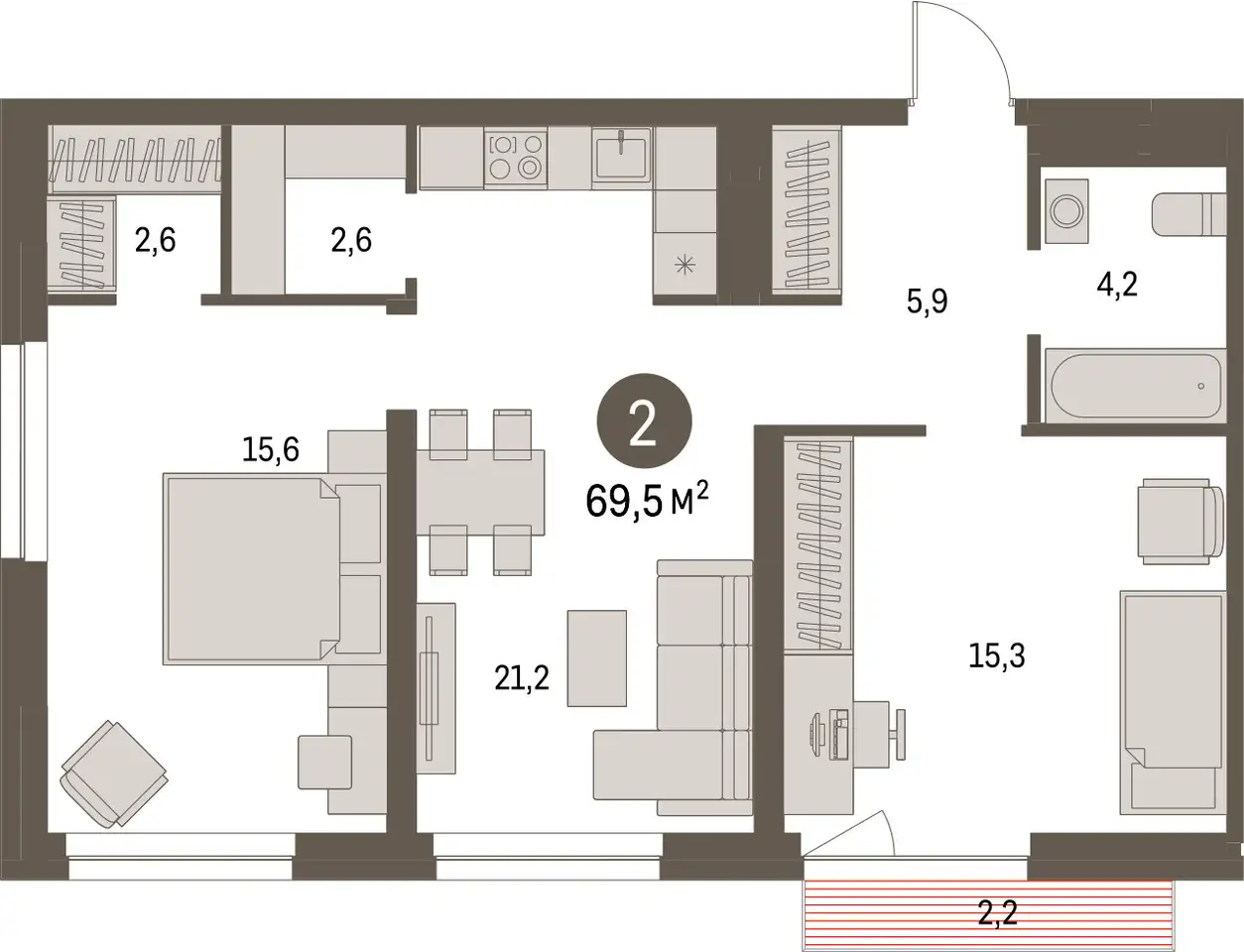 Студия, 69,50 м², 11 эт., ЖК Первый Квартал, фотография 1