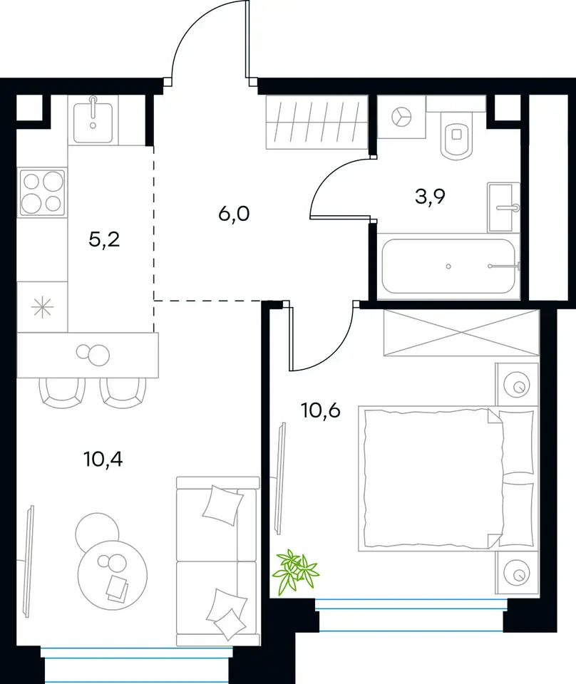2-х комнатная квартира, 36,10 м², 26 эт., ЖК Level Селигерская, Левел Селигерская, фотография 1
