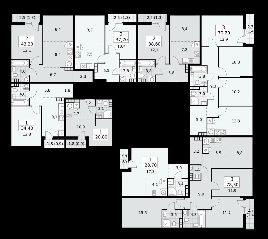 1-но комнатная квартира, 43,20 м², 9 эт., ЖК Бунинские Кварталы, фотография 1