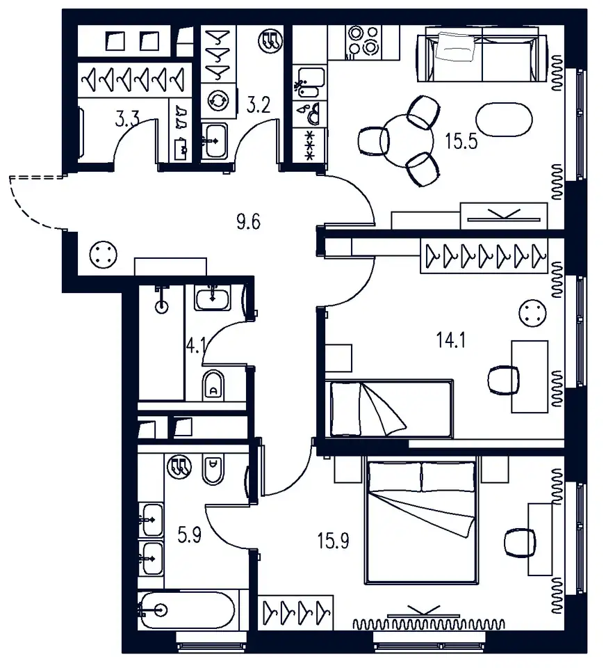 2-х комнатная квартира, 71,60 м², 11 эт., ЖК Интонация, фотография 1
