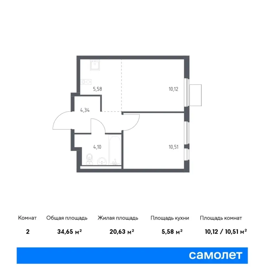 Студия, 22,60 м², 11 эт., ЖК Горки Парк, фотография 1