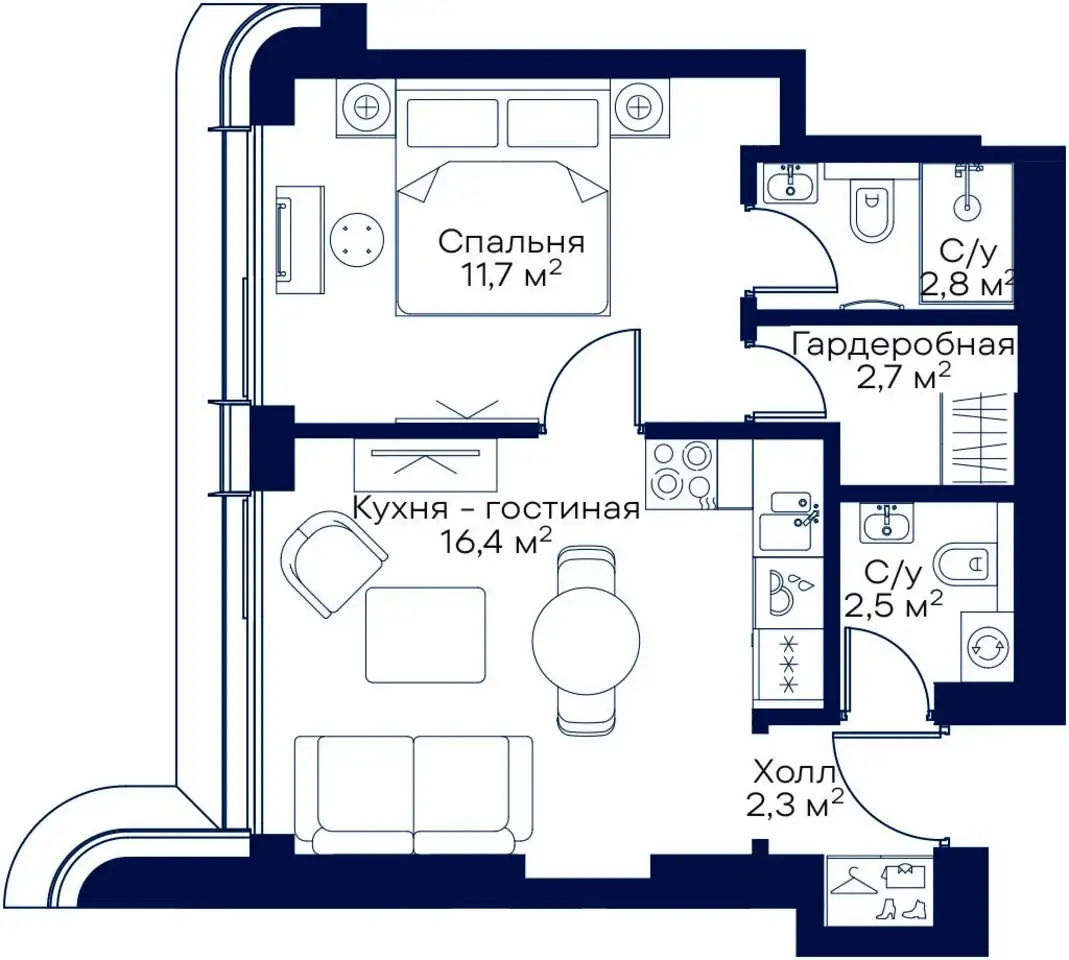 1-но комнатная квартира, 38,40 м², 24 эт., ЖК City Bay, Сити Бэй, фотография 1