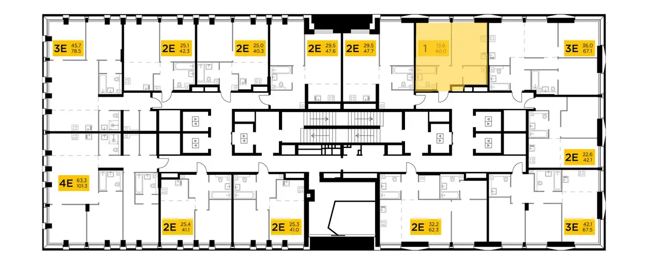 1-но комнатная квартира, 40,00 м², 22 эт., ЖК INJOY, Инжой, фотография 2