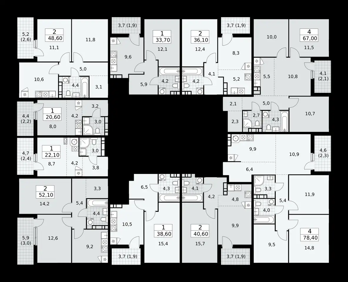 3-х комнатная квартира, 78,40 м², 17 эт., ЖК Бунинские Кварталы, фотография 1