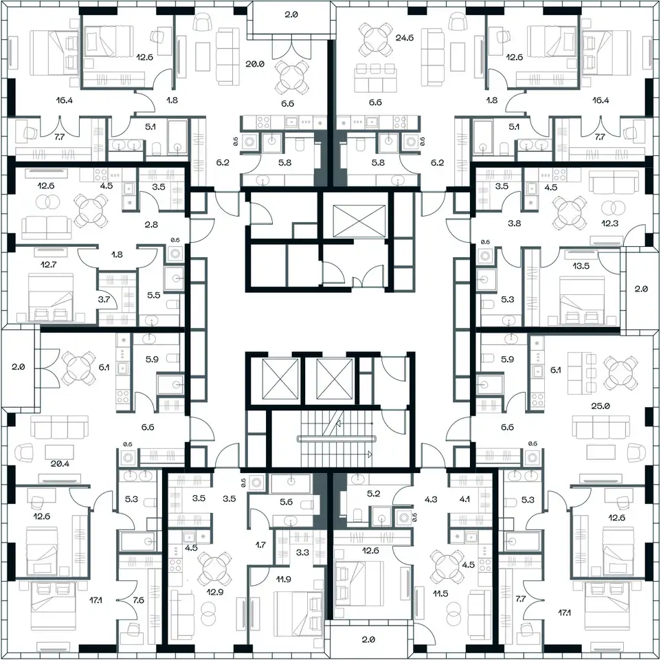 2-х комнатная квартира, 48,20 м², 12 эт., ЖК Opus, Опус, фотография 2