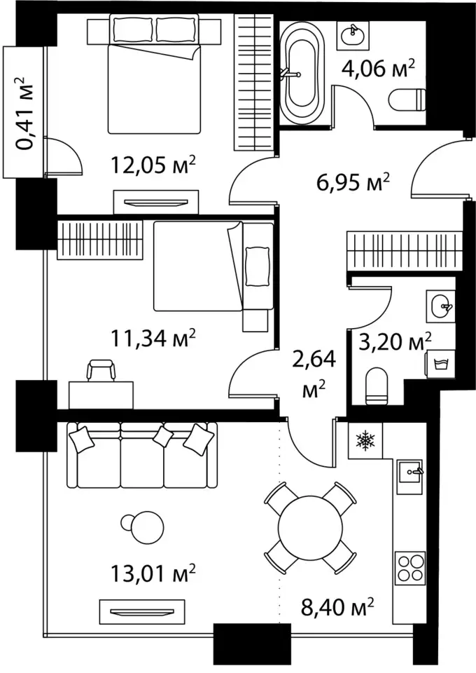 3-х комнатная квартира, 62,06 м², 13 эт., ЖК Life-Варшавская, Лайф-Варшавская, фотография 1