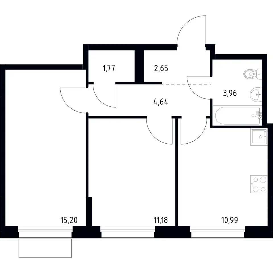2-х комнатная квартира, 50,39 м², 9 эт., ЖК Новое Внуково, фотография 1