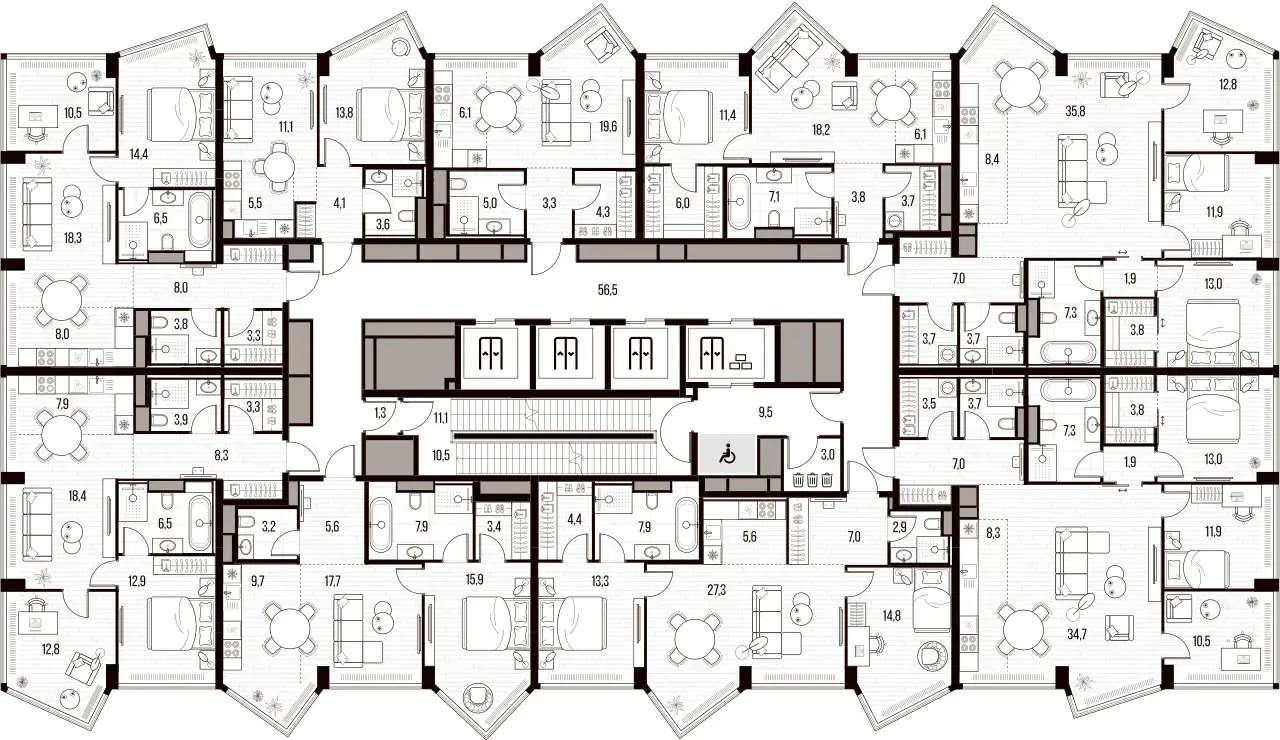 2-х комнатная квартира, 56,30 м², 24 эт., ЖК HIGH LIFE Летниковская 11, Хай Лайф, фотография 2