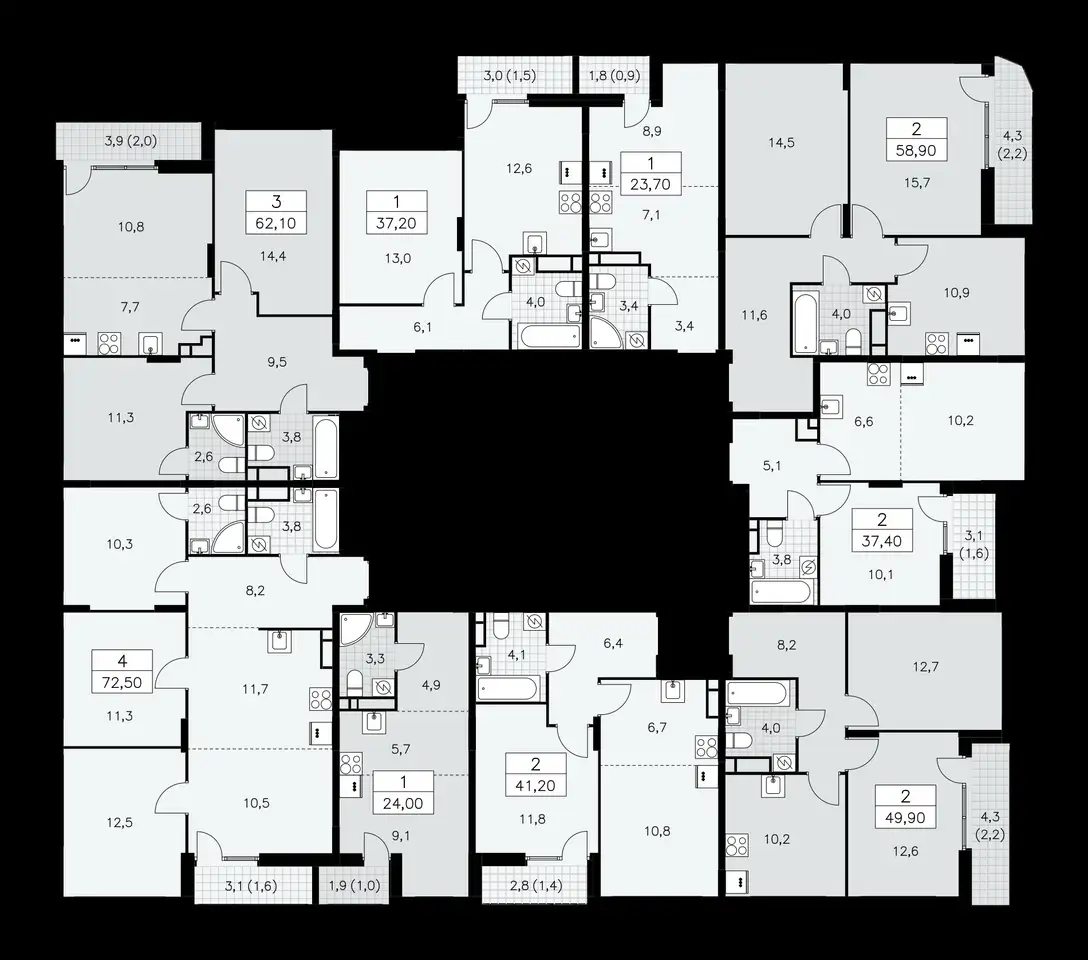 2-х комнатная квартира, 58,90 м², 16 эт., ЖК Бунинские Кварталы, фотография 2