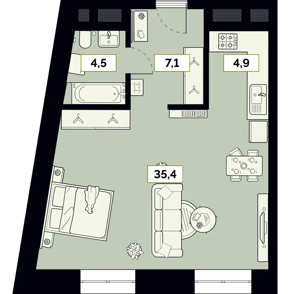 Студия, 51,90 м², 13 эт., ЖК Лайм, фотография 1