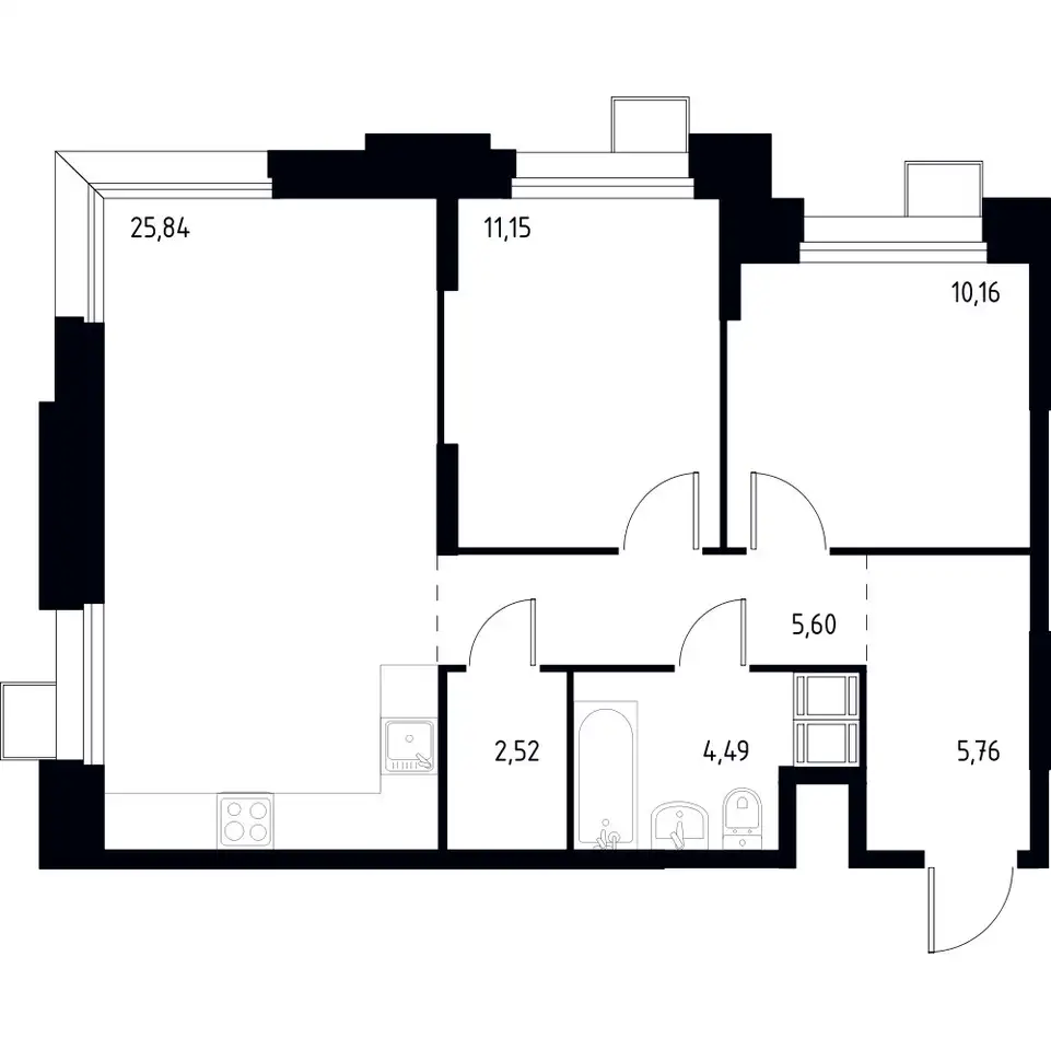 2-х комнатная квартира, 65,52 м², 23 эт., ЖК Тропарево Парк, фотография 1
