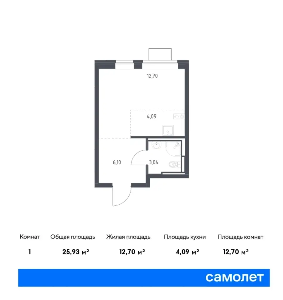 Студия, 25,93 м², 9 эт., ЖК Богдановский Лес, фотография 1