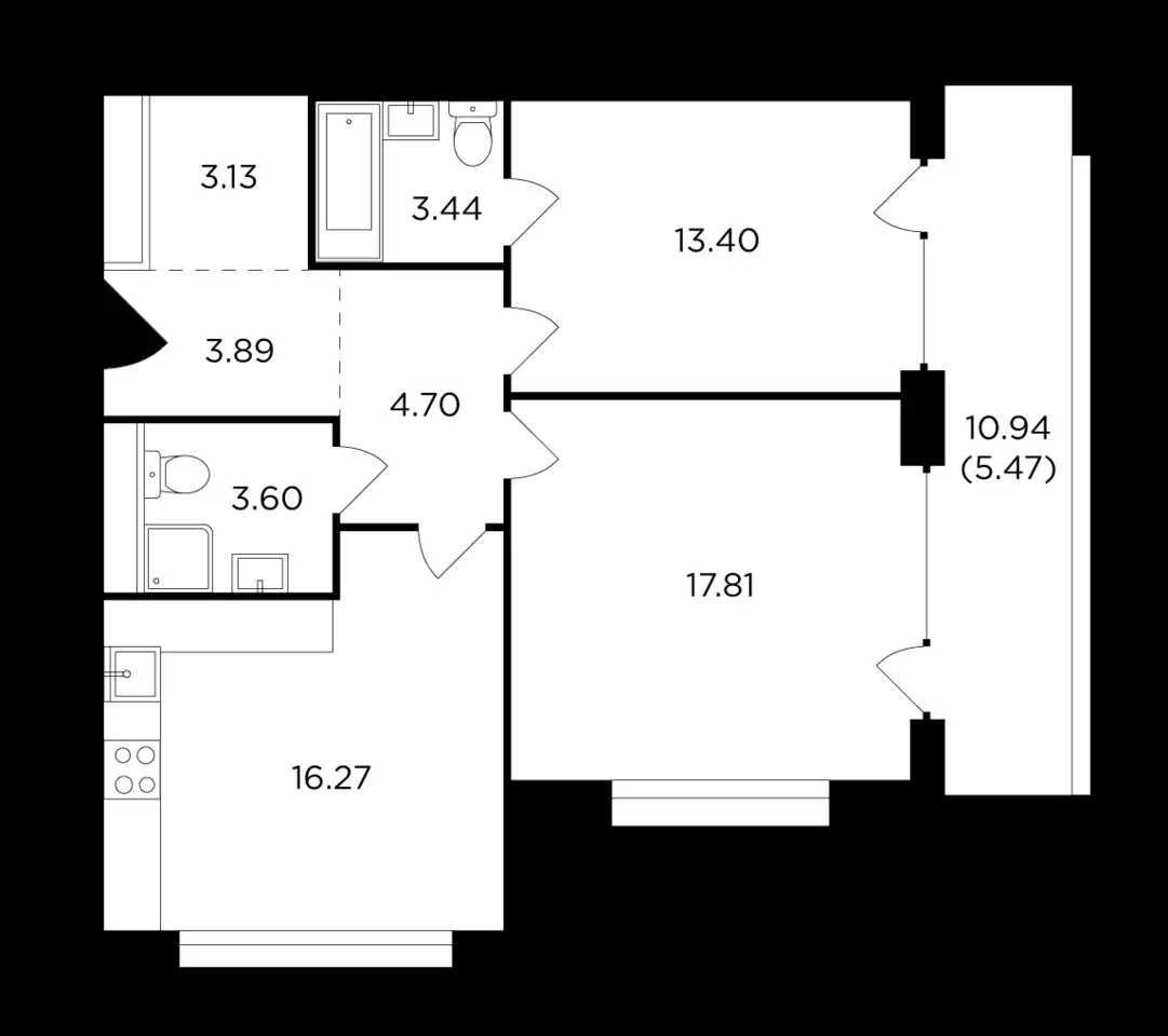2-х комнатная квартира, 71,70 м², 6 эт., ЖК River Sky, Ривер Скай, фотография 1
