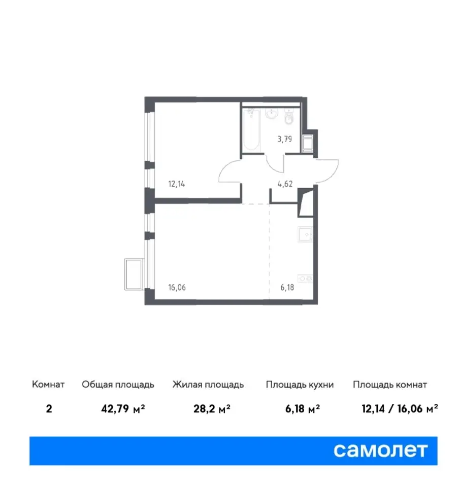 Студия, 22,28 м², 16 эт., ЖК Горки Парк, фотография 1